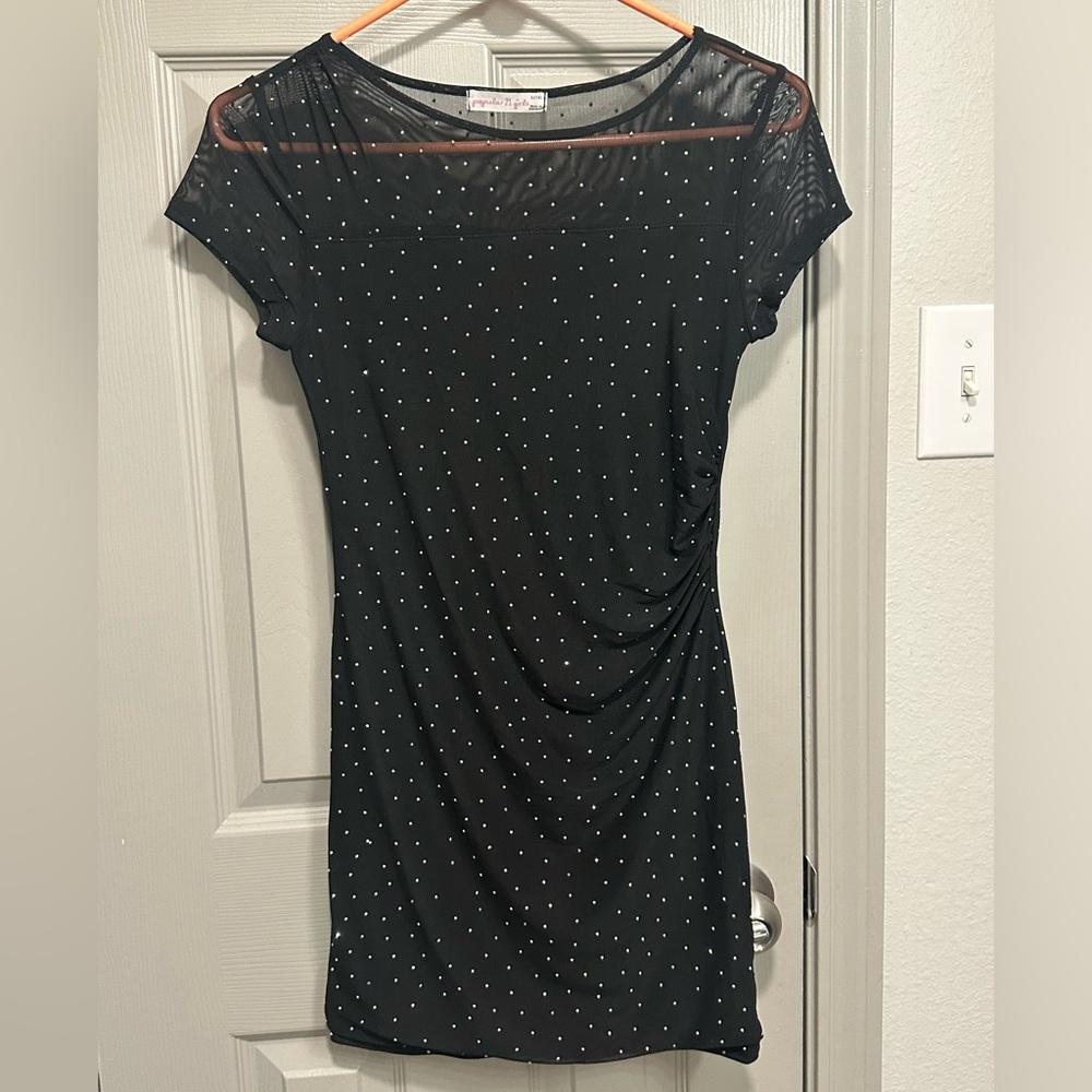 Elegant Black Sparkle Dot Dress